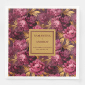 ボホエレガントブルゴーニュ結婚ーピンクの布ナプキン (正面)