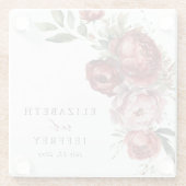 ボホエレガントブルゴーニュ赤面フローラ結婚ズ ガラスコースター (裏面)