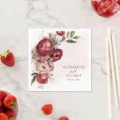 ボホエレガントブルゴーニュ赤面フローラ結婚ズ スタンダードカクテルナプキン (インサイチュ)