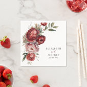 ボホエレガントブルゴーニュ赤面フローラ結婚ズ スタンダードカクテルナプキン (インサイチュ)