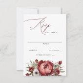 ボホエレガントブルゴーニュ赤面フローラ結婚ズ 出欠カード (正面)