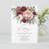 ボホエレガントブルゴーニュ赤面フローラ結婚ズ 招待状 (スタンド正面)