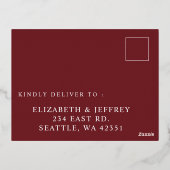 ボホエレガントブルゴーニュ赤面フローラRSVP 箔招待状ポストカード (裏面)