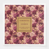 ボホエレガントブルゴーニュ金ゴールドの結婚布ナプキン (正面)