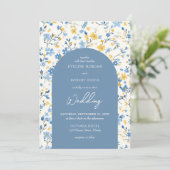 ボホエレガントブルーとイエローコテージの花のアーチ 招待状 (スタンド正面)