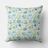ボホエレガントブルーグリーン水彩花 クッション (正面)