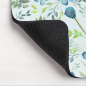 ボホエレガントブルーグリーン水彩花 マウスパッド (コーナー)