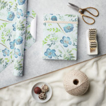 ボホエレガントブルーグリーン水彩花