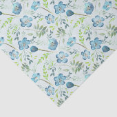 ボホエレガントブルーグリーン水彩花 薄葉紙 (詳細)