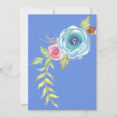 ボホエレガントブルーピンクローズフローラアーチ結婚ズ 招待状 (裏面)