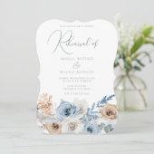ボホエレガントブルーフローラのリハ結婚ーサルディナー 招待状 (スタンド正面)