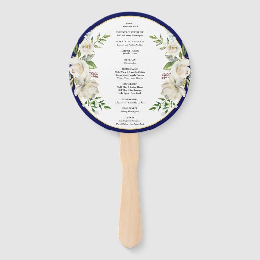 ボホエレガントブルーフローラ結婚式 ハンドファン (裏面)