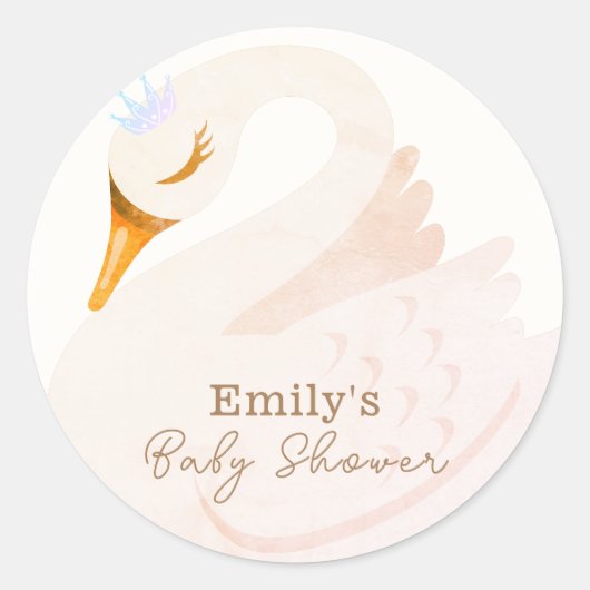 ボホエレガントプリンセススワンガールベビーシャワー ラウンドシール (正面)