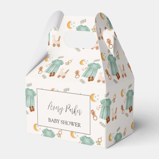 ボホエレガントベビーガール服赤ちゃんシャワー フェイバーボックス (正面サイド)