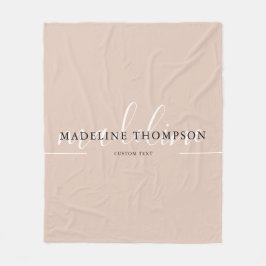 ボホエレガントベージュタイポグラフィスクリプト名 フリースブランケット