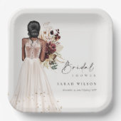 ボホエレガントホワイトズ結婚ガウンブライダルシャワー ペーパープレート (正面)