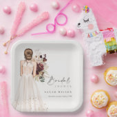 ボホエレガントホワイトズ結婚ガウンブライダルシャワー ペーパープレート (パーティー)