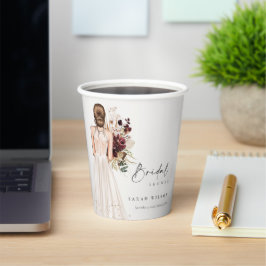 ボホエレガントホワイトズ結婚ガウンブライダルシャワー 紙コップ