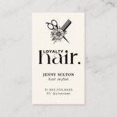 ボホエレガントホワイトブラックハサミ美容師 名刺 (正面)