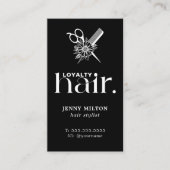 ボホエレガントホワイトブラックハサミ美容師 名刺 (正面)