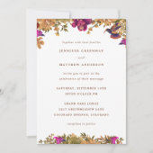 ボホエレガントボタニカルウォーター色の花結婚の 招待状 (正面)