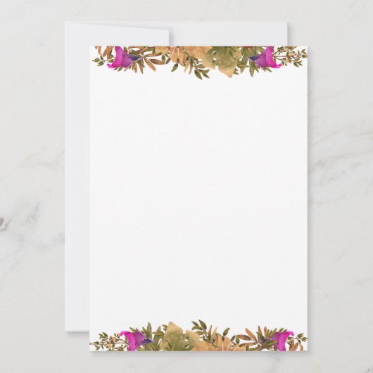 ボホエレガントボタニカルウォーター色の花結婚の 招待状 (裏面)