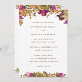 ボホエレガントボタニカルウォーター色の花結婚の 招待状 (正面/裏面)