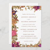 ボホエレガントボタニカルウォーター色フローラ結婚ズ 招待状 (正面/裏面)