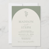 ボホエレガントボタニカルセージ緑結婚の写真 招待状 (正面)