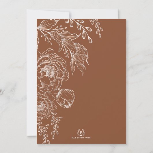 ボホエレガントボタニカルテラコッタブライダルシャワー 招待状 (裏面)