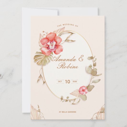 ボホエレガントボタニカルフローラ結婚式招待状 招待状 (正面)