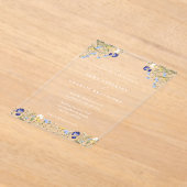 ボホエレガントボタニカルワイルドフラワースクリプ結婚ト アクリル招待状 (レイダウン)