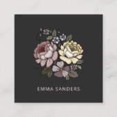 ボホエレガントボタニカル花模様ブラックコールカード コーリングカード (正面)