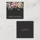 ボホエレガントボタニカル花模様ブラックコールカード コーリングカード (正面/裏面)