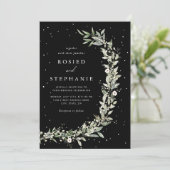 ボホエレガントボヘミアン水彩緑結婚色 招待状 (スタンド正面)