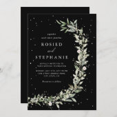 ボホエレガントボヘミアン水彩緑結婚色 招待状 (正面/裏面)