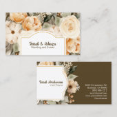 ボホエレガントボヘミアン金ゴールドシャンパンブラウンフローラ 名刺