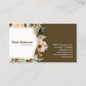 ボホエレガントボヘミアン金ゴールドシャンパンブラウンフローラ 名刺