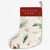 ボホエレガントポインセチア松ホリー名 スモールクリスマスストッキング (裏面)