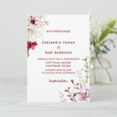 ボホエレガントマルーンフラワー結婚式招待状 招待状 (スタンド正面)