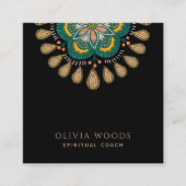 ボホエレガントマンダラフローラスピリチュアルコーチ スクエア名刺 (正面)