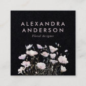 ボホエレガントミニマルピンクワイルドフラワーウォーター色 スクエア名刺 (正面)