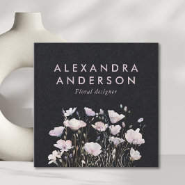 ボホエレガントミニマルピンクワイルドフラワーウォーター色 スクエア名刺