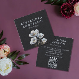 ボホエレガントミニマルワイルドフラワーウォーター色 スクエア名刺