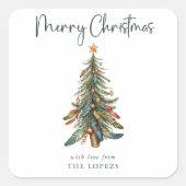 ボホエレガントモダンクリスマスツリーホリデイ スクエアシール (正面)