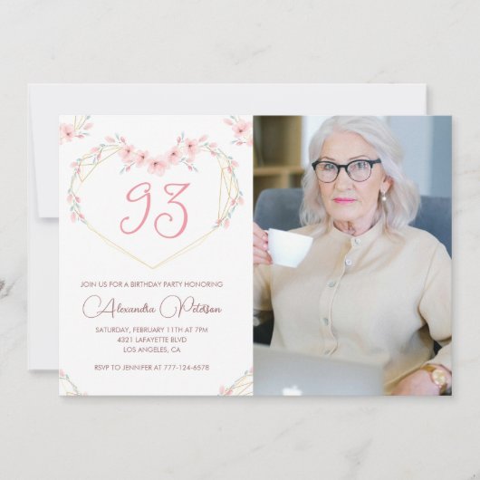 ボホエレガントモダンフローラ写真93歳 招待状 (正面)