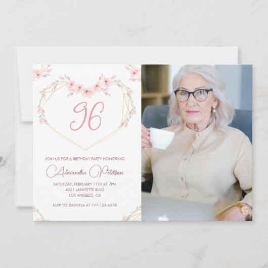 ボホエレガントモダンフローラ写真96歳 招待状 (正面)