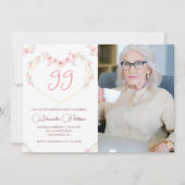 ボホエレガントモダンフローラ写真99歳の誕生日 招待状 (正面)