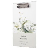 ボホエレガントモダン抽象芸術グリーンホワイトフローラ クリップボード (左)