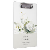 ボホエレガントモダン抽象芸術グリーンホワイトフローラ クリップボード (右)